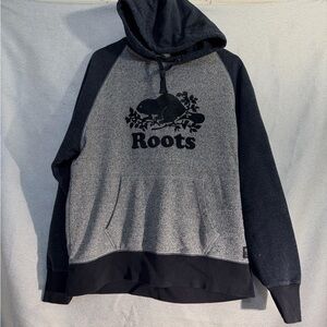 Roots Men's Charcoal and Black Hoodie